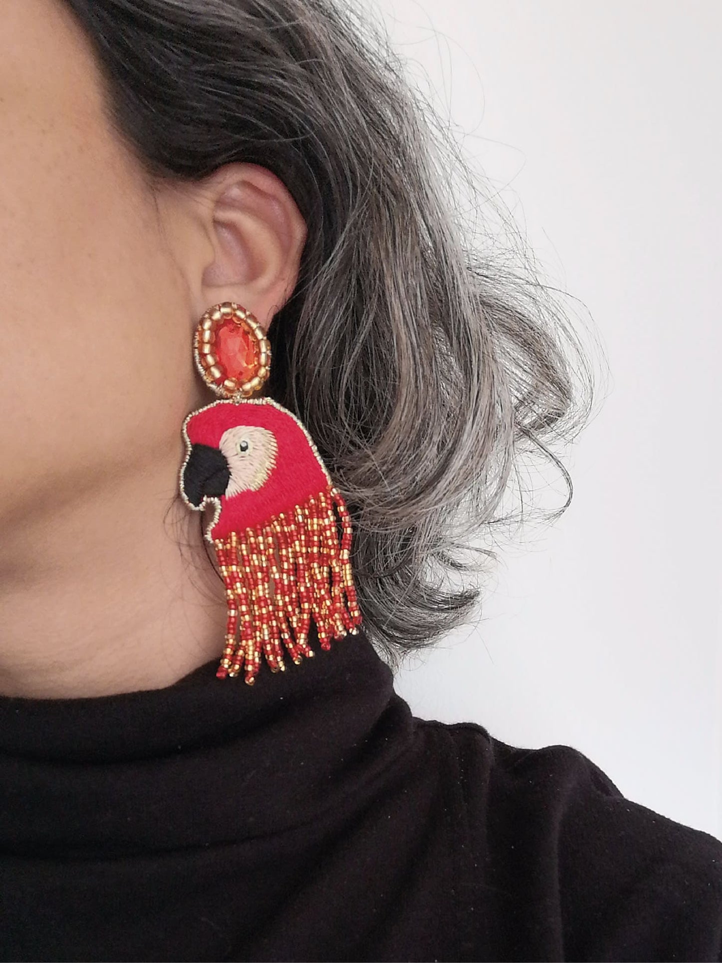 Aretes Guacamaya Roja